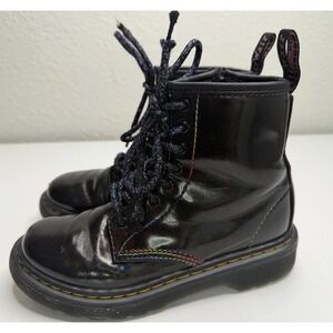 Dr. Martens Kids 1460 Patent Leather Sparkle Rays Lightshow Boots Size 13
